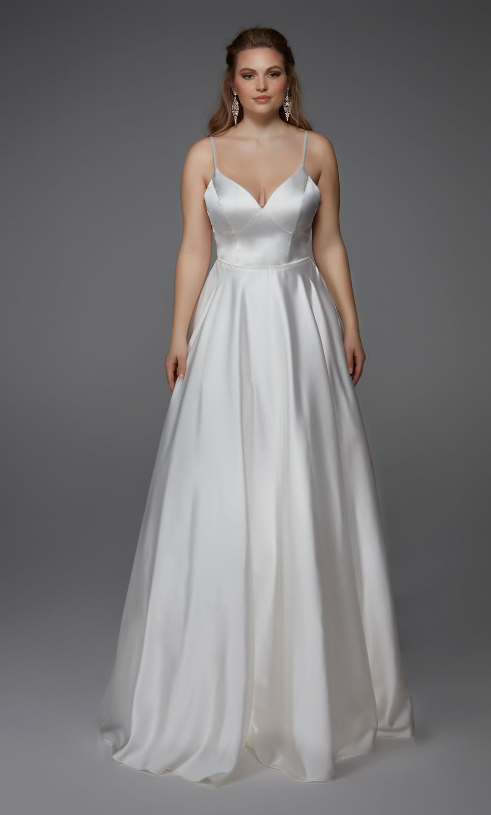 ALYCE Paris 7009 Bridal V-neckline Simple A Line Dress