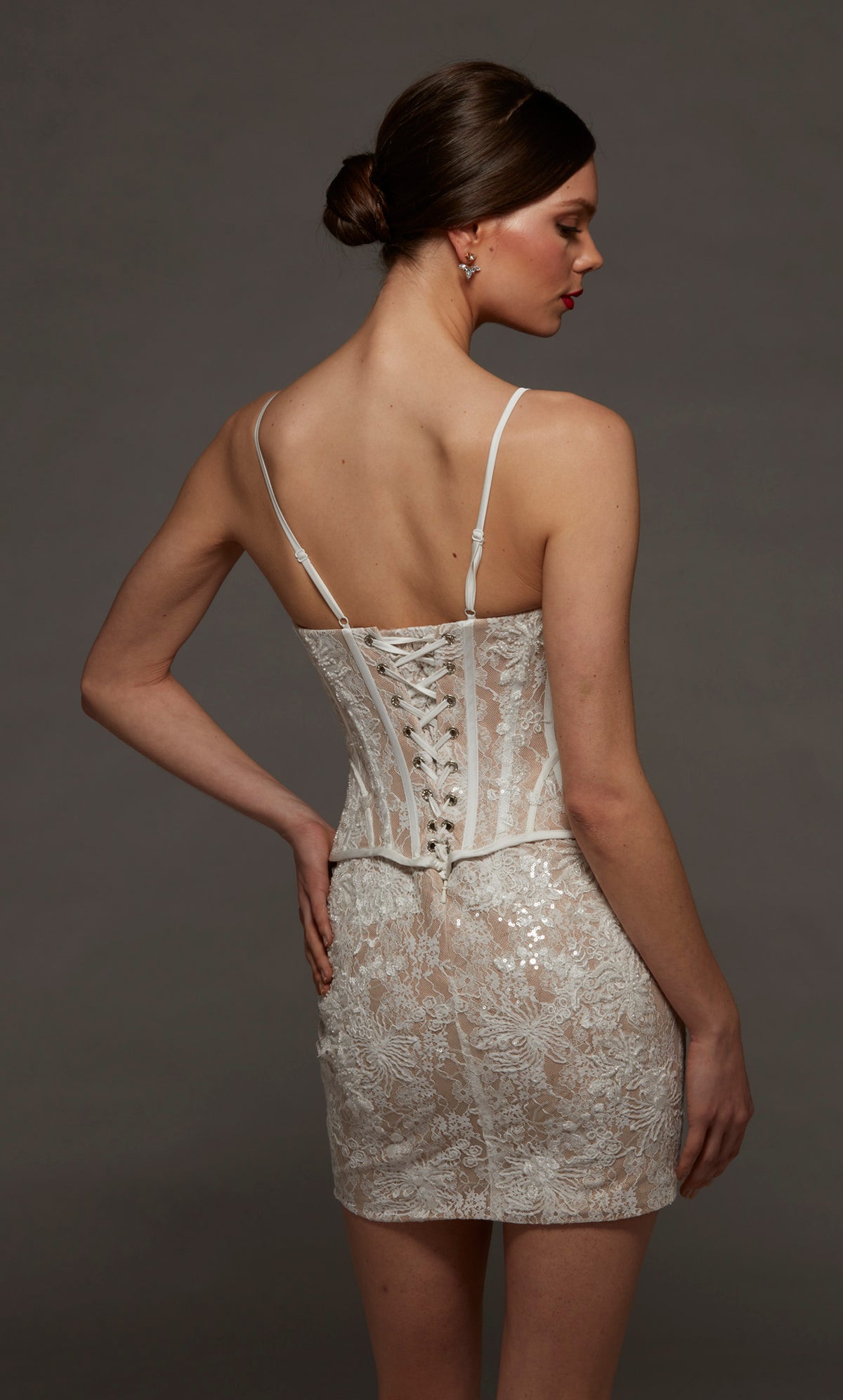 ALYCE Paris 70115 Bridal Cat-eye Neckline Corset Straight Dress