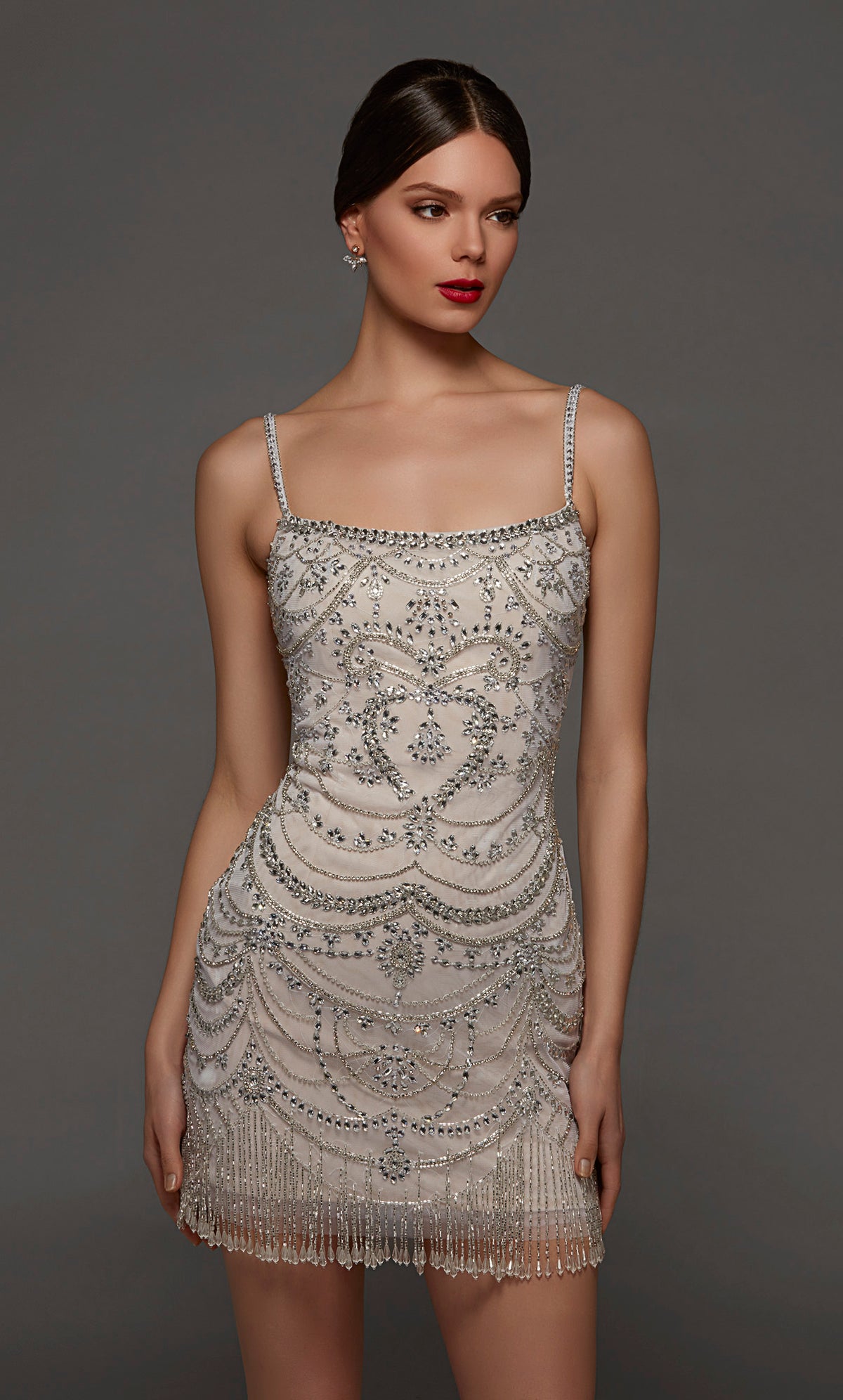 ALYCE Paris 70123 Bridal Straight Across Neckline Embellished Straight Dress