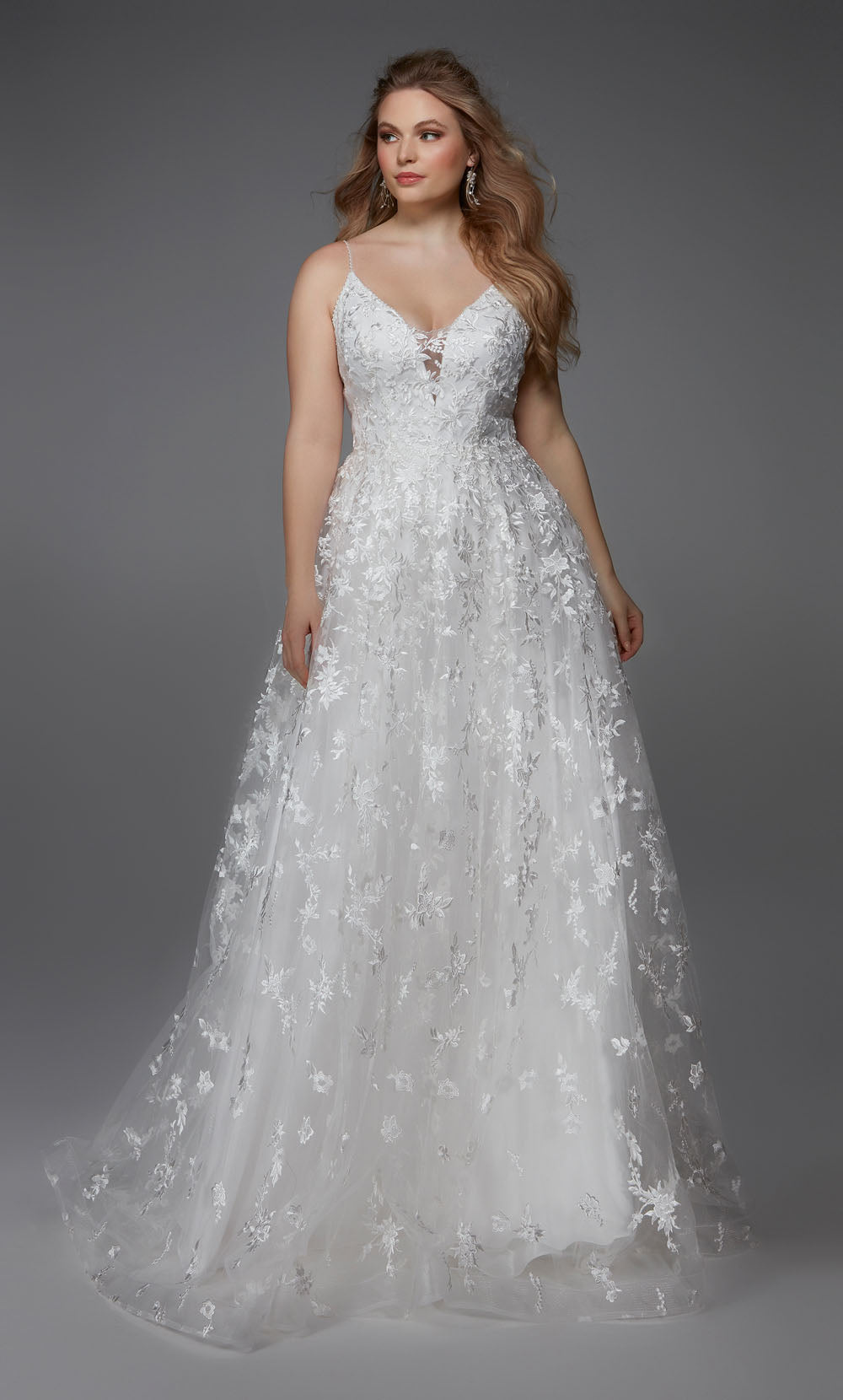 ALYCE Paris 7012 Bridal V-neckline Embellished A Line Dress