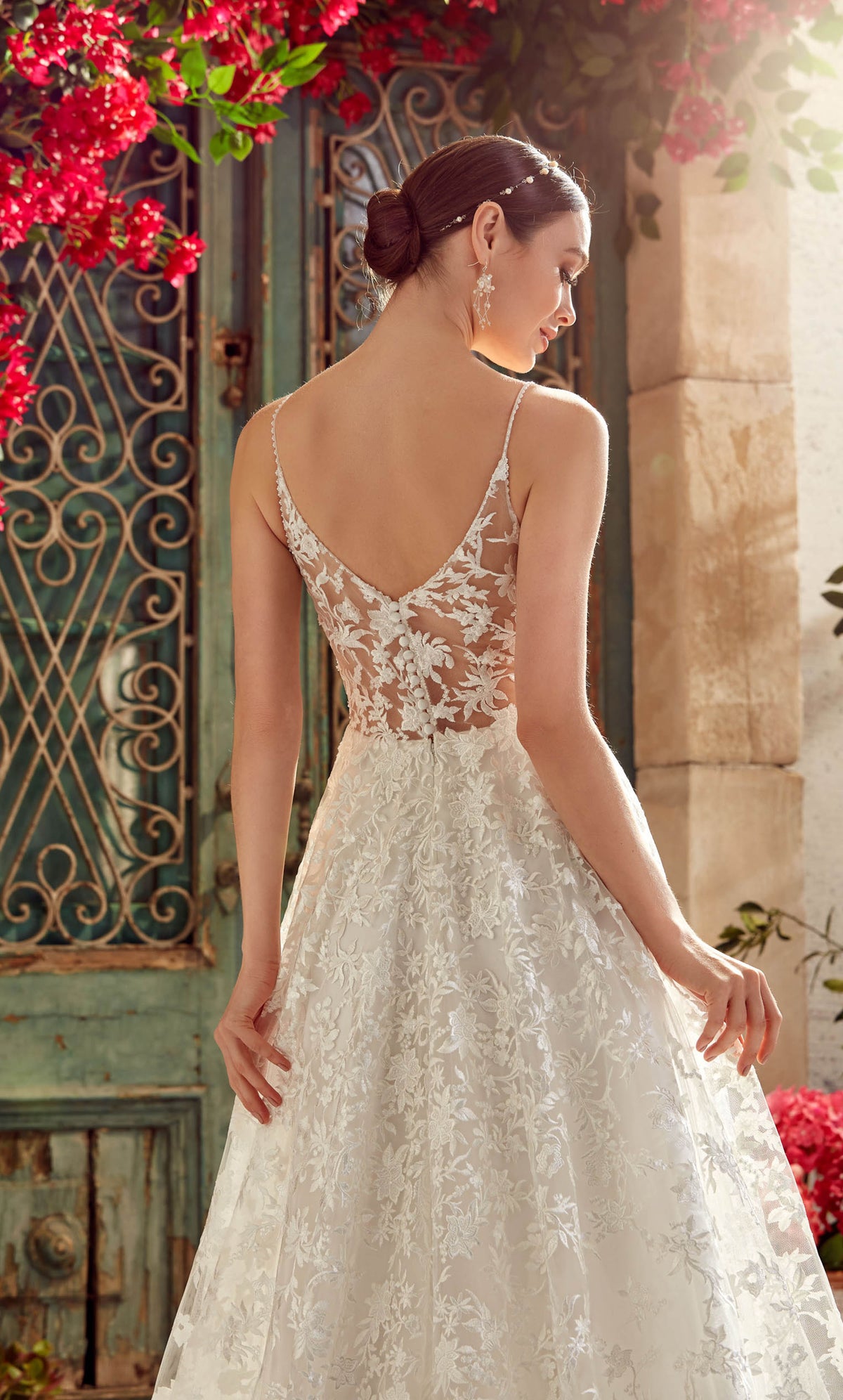 ALYCE Paris 7012 Bridal V-neck Embellished Fit N Flare Dress