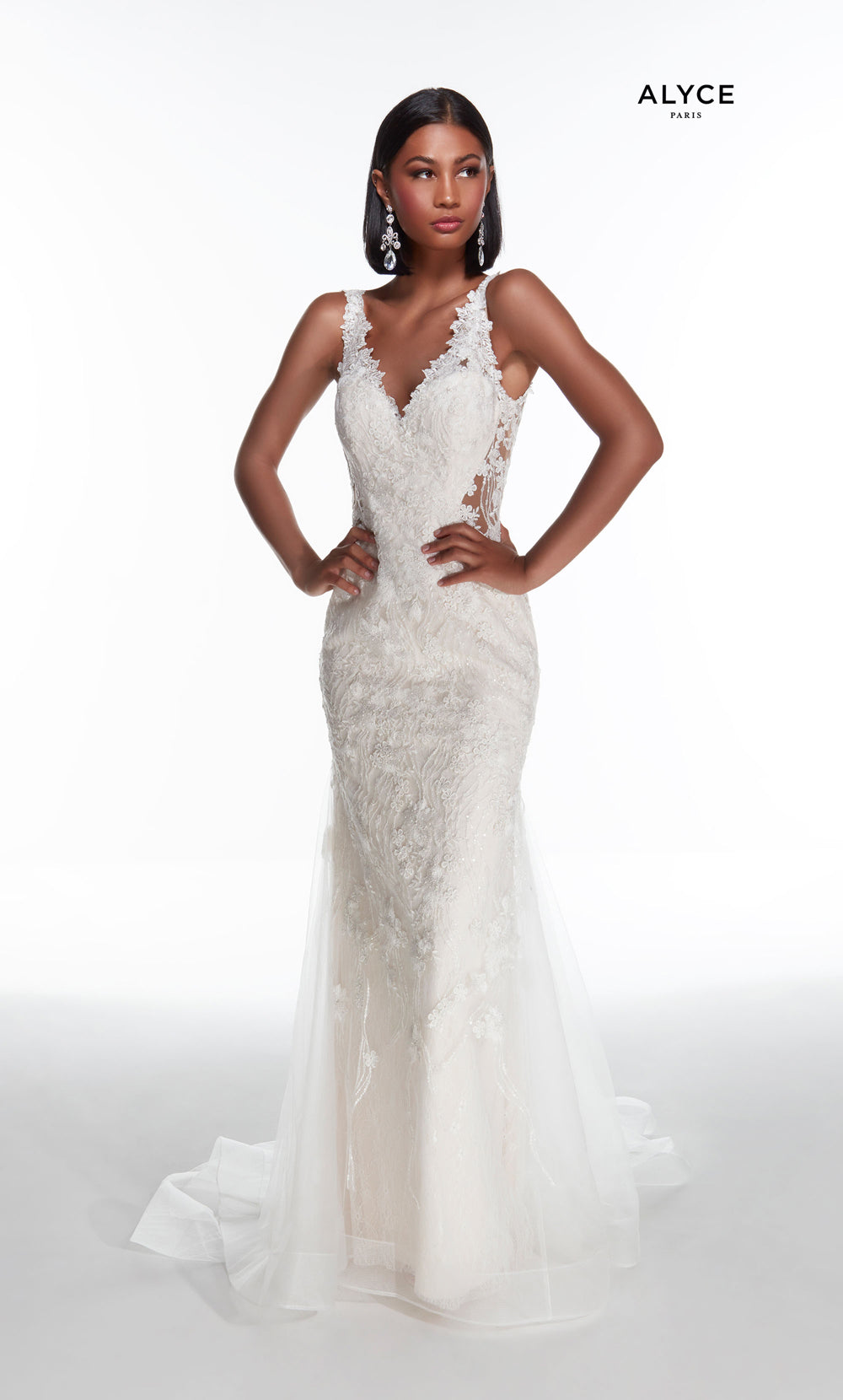 ALYCE Paris 7017 Bridal V-neckline Embellished Mermaid Dress