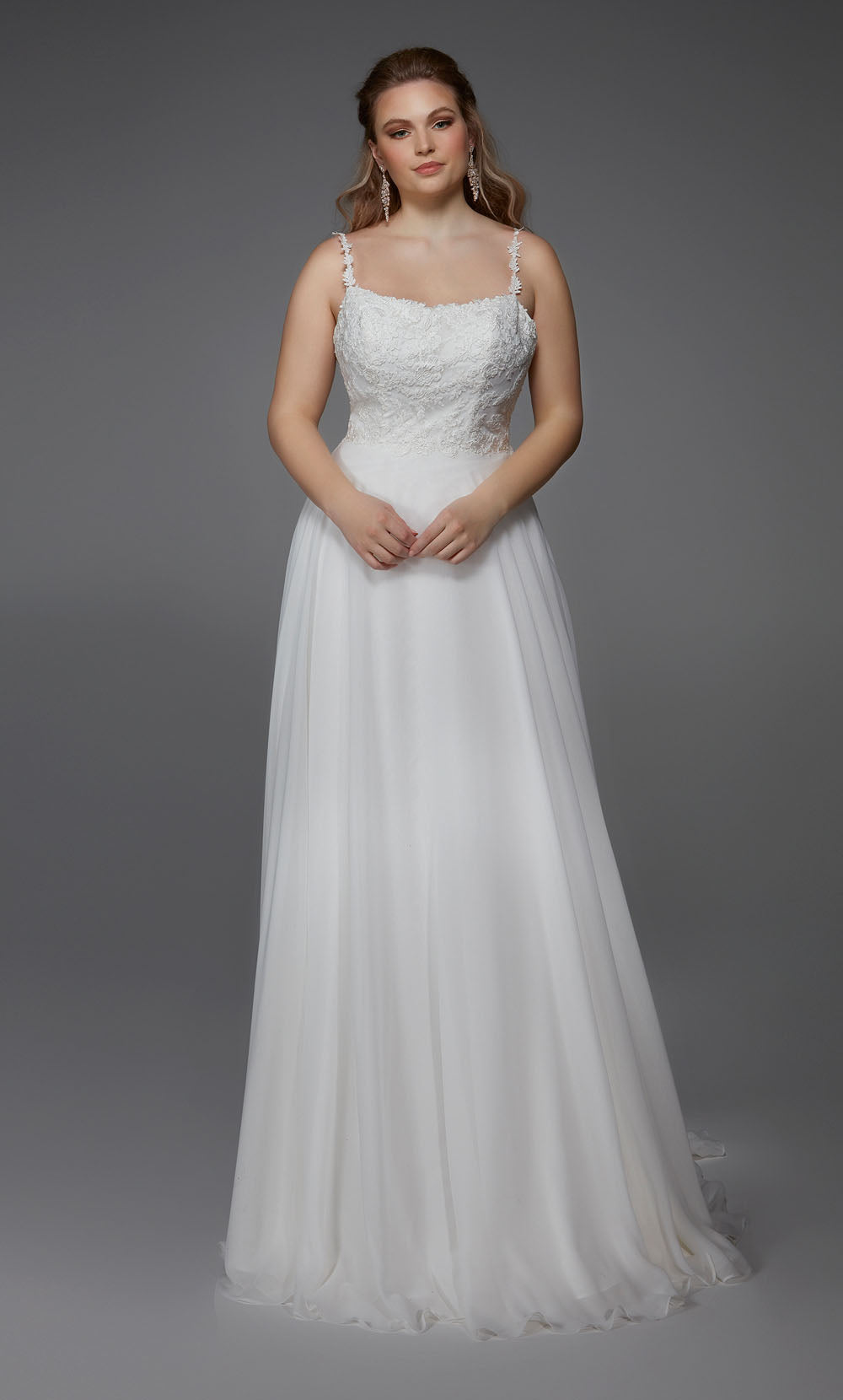 ALYCE Paris 7018 Bridal Square Neckline Embellished A Line Dress