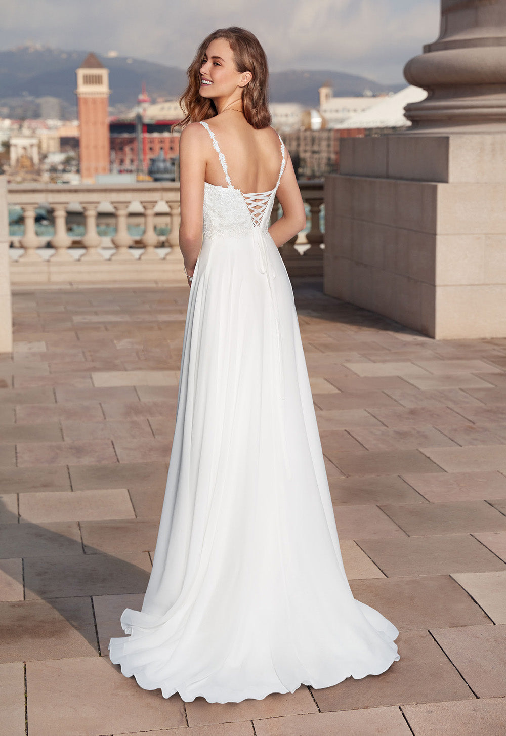 ALYCE Paris 7018 Bridal Square Neckline Embellished A Line Dress