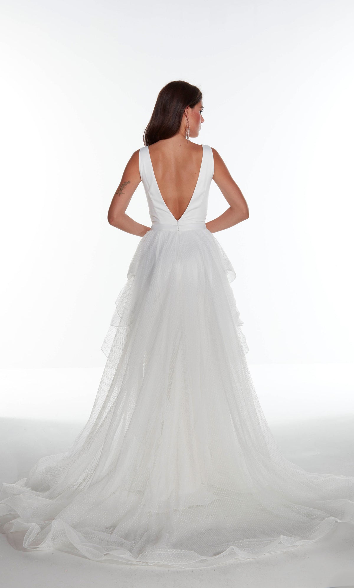 ALYCE Paris 7019 Bridal Plunging Neckline Train Straight Dress