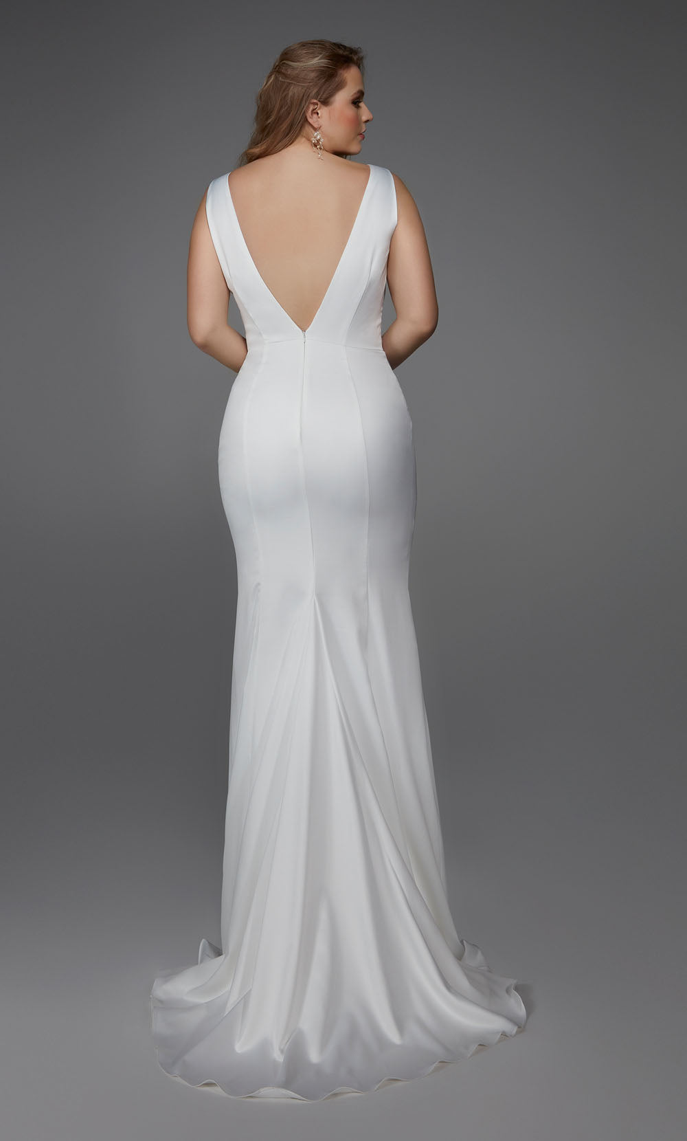 ALYCE Paris 7019 Bridal Plunging Neckline Train Straight Dress