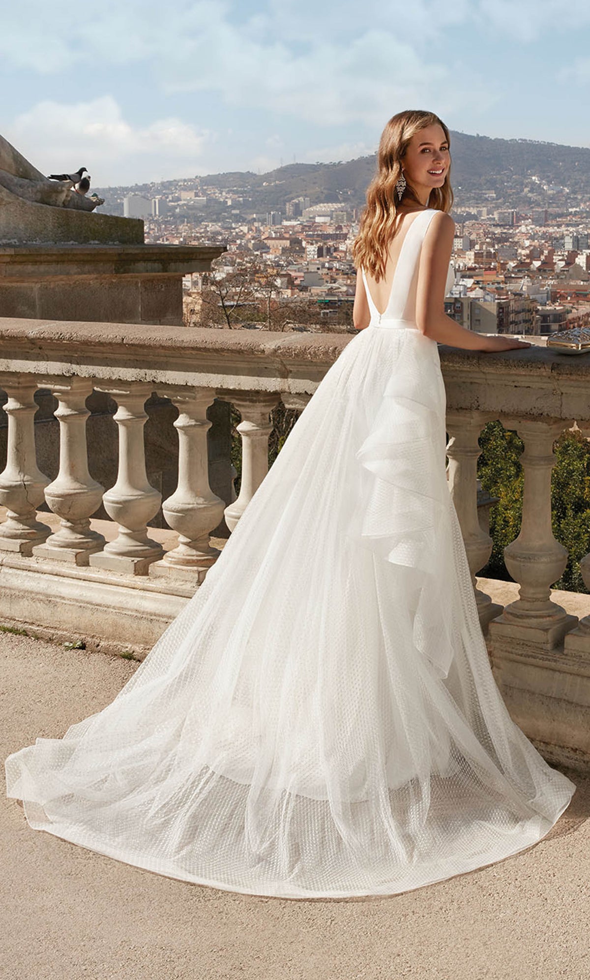 ALYCE Paris 7019 Bridal Plunging Neckline Train Straight Dress