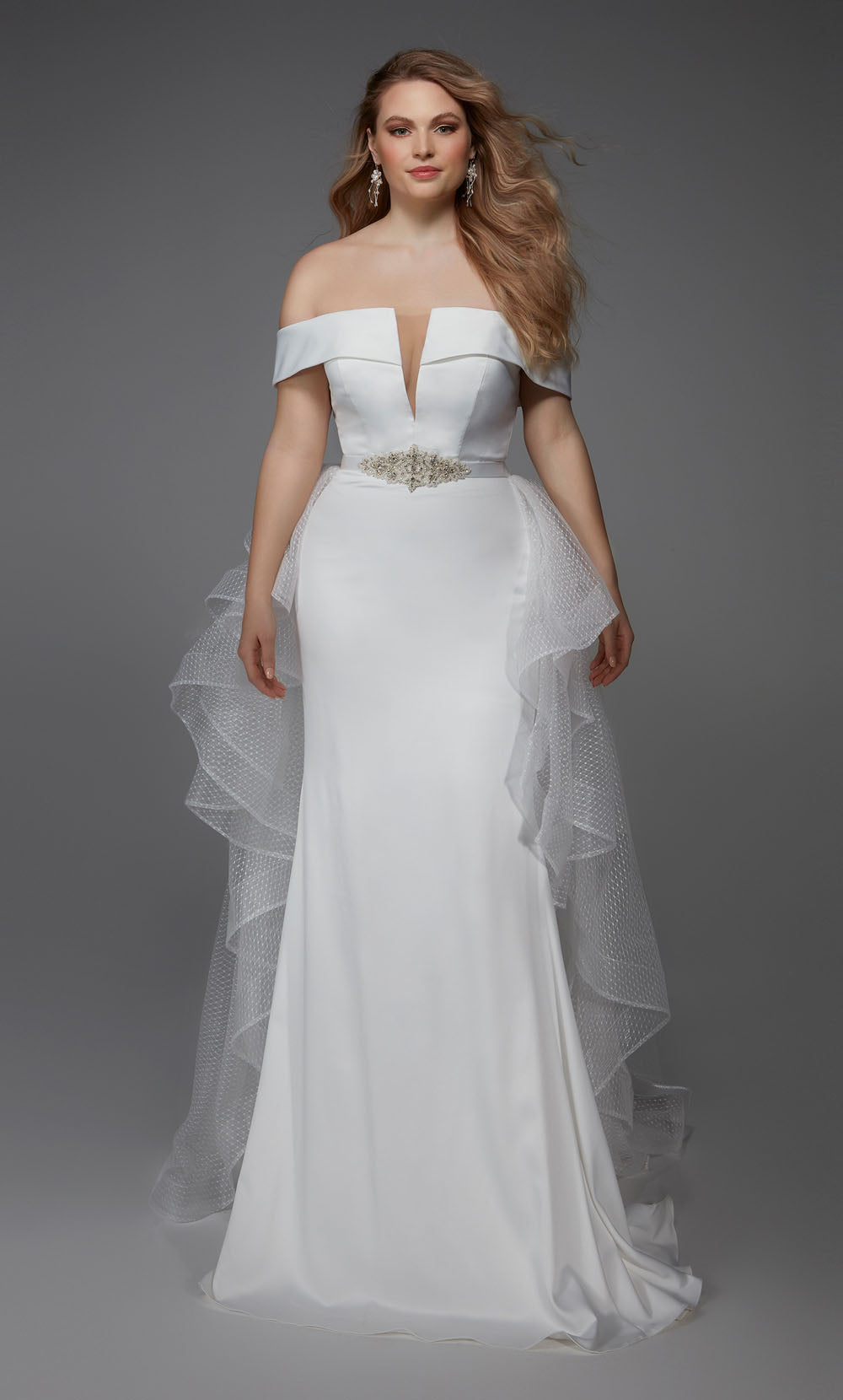 ALYCE Paris 7020 Bridal Off The Shoulder Neckline Train Straight Dress