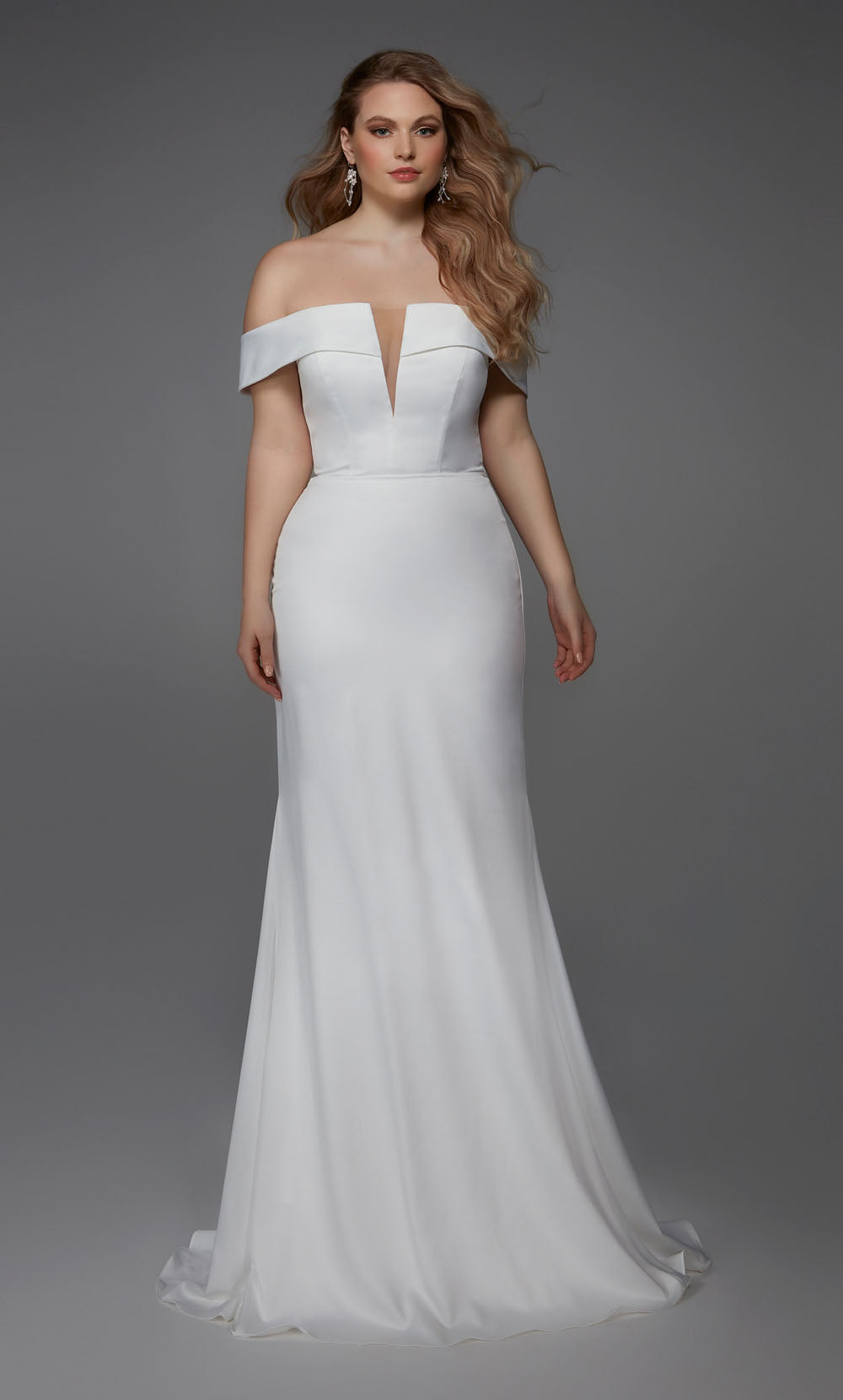 ALYCE Paris 7020 Bridal Off The Shoulder Neckline Train Straight Dress