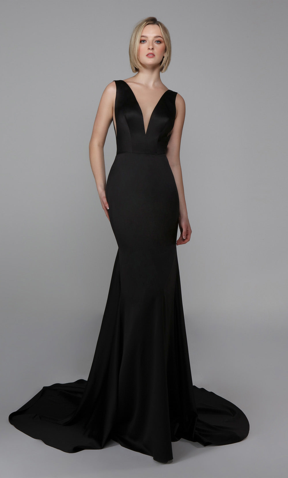 ALYCE Paris 7021 Bridal Plunging Neckline Simple Mermaid Dress