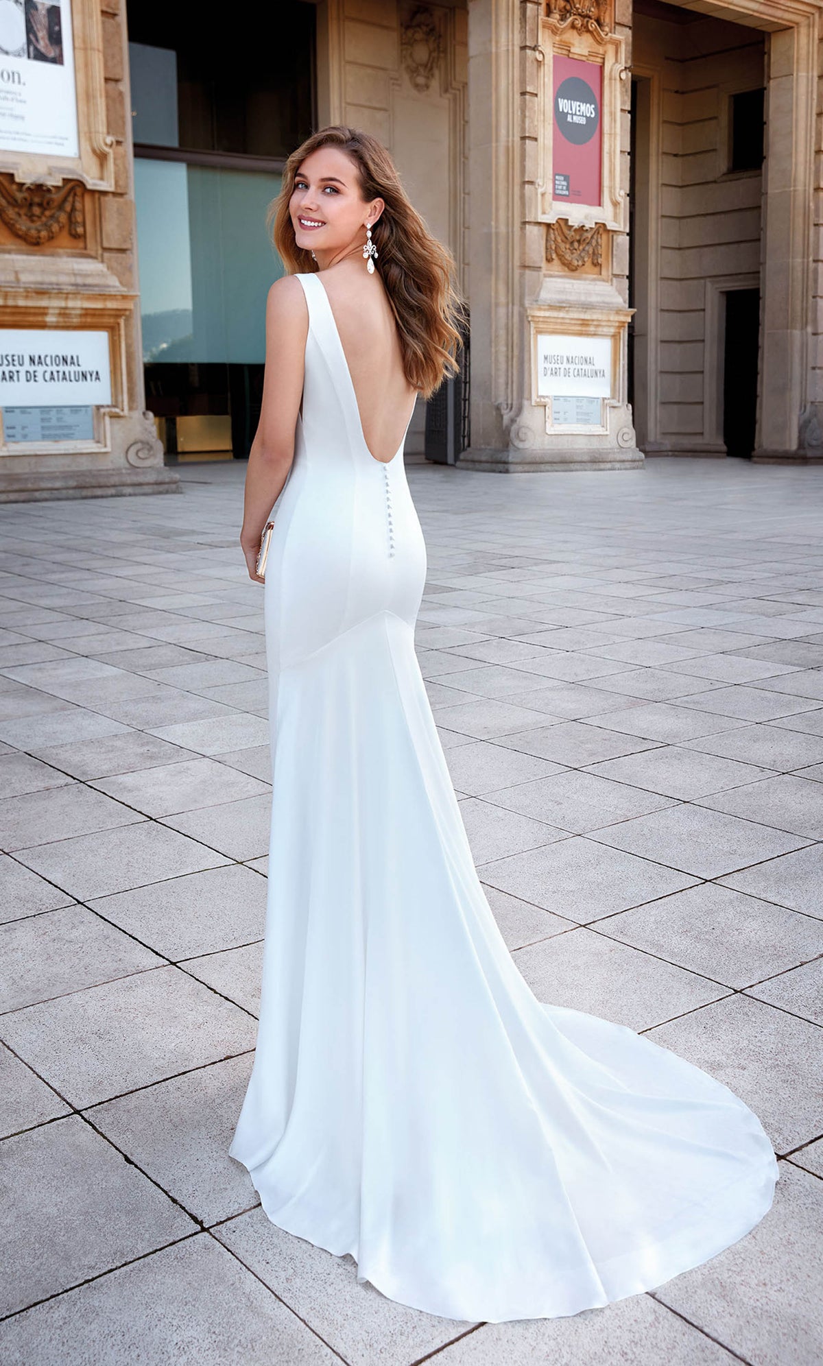 ALYCE Paris 7021 Bridal Plunging Simple Fit N Flare Dress