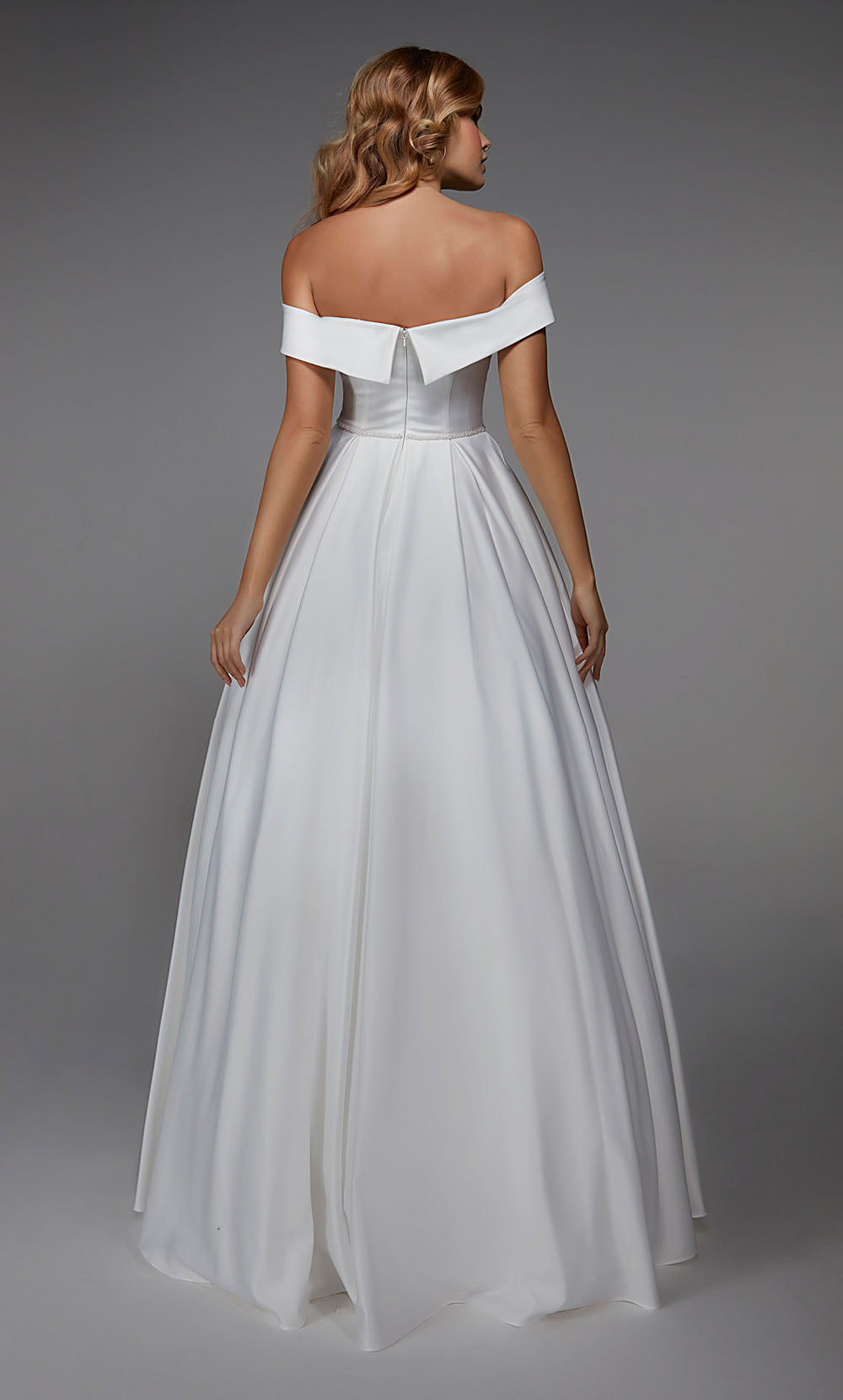 ALYCE Paris 7023 Bridal Off The Shoulder Neckline Simple A Line Dress