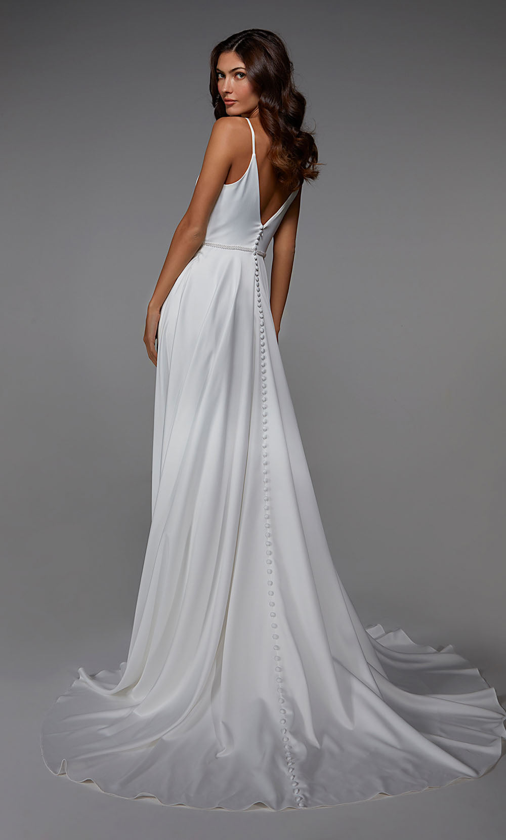 ALYCE Paris 7024 Bridal Plunging Neckline Simple A Line Dress