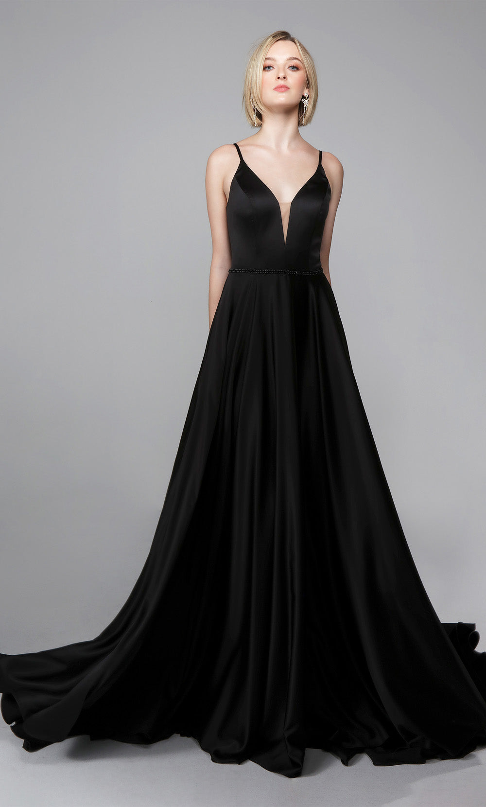ALYCE Paris 7024 Bridal Plunging Neckline Simple A Line Dress