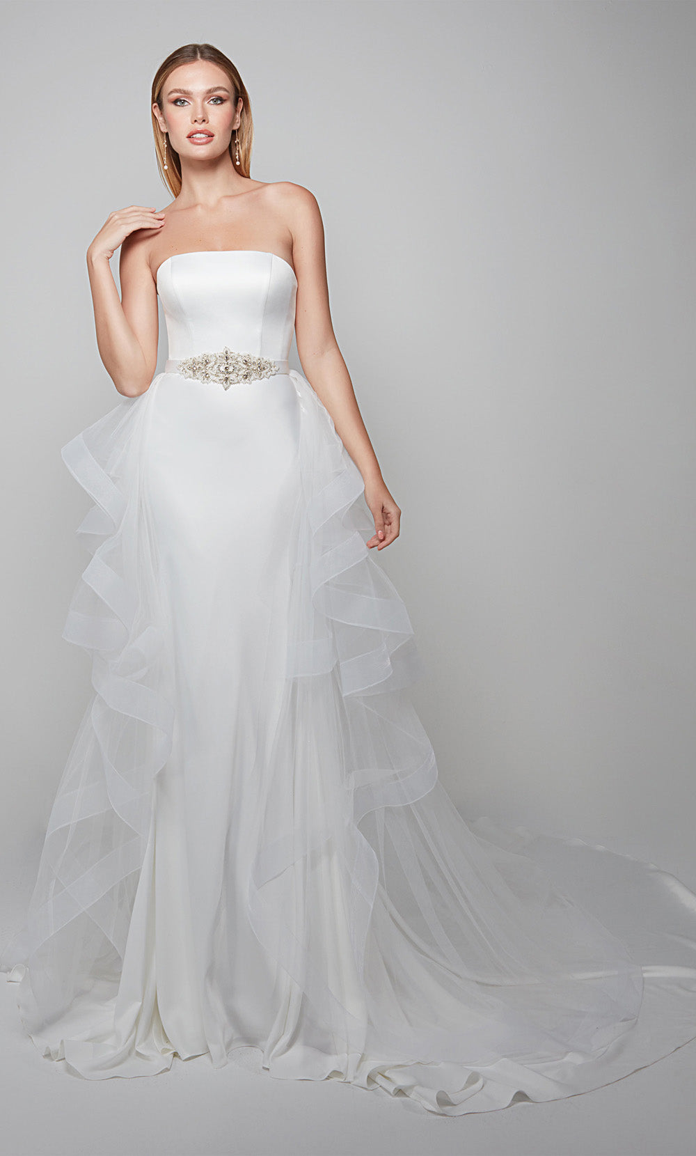 ALYCE Paris 7025 Bridal Off The Shoulder Neckline Train A Line Dress