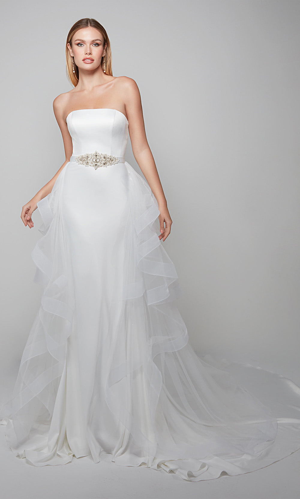 ALYCE Paris 7025 Bridal Off The Shoulder Neckline Train A Line Dress