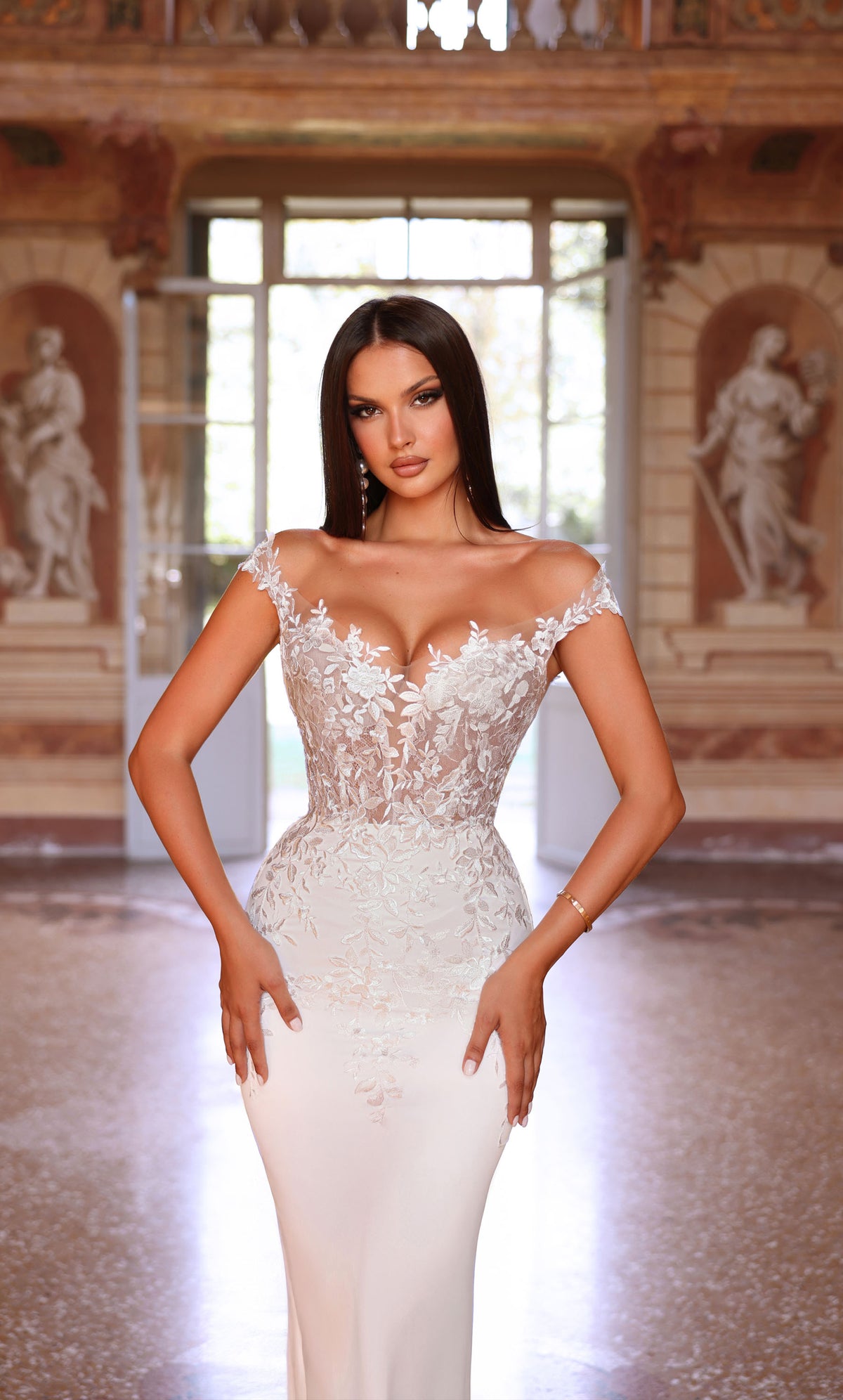 ALYCE Paris 7026 Bridal Off The Shoulder Neckline Sexy Mermaid Dress