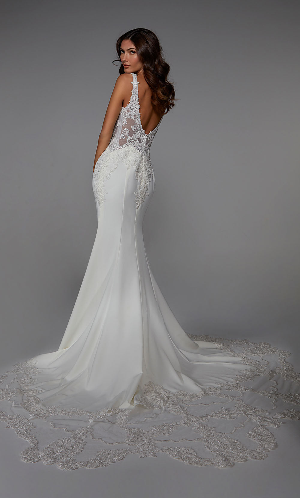ALYCE Paris 7027 Bridal Plunging Neckline Train Mermaid Dress