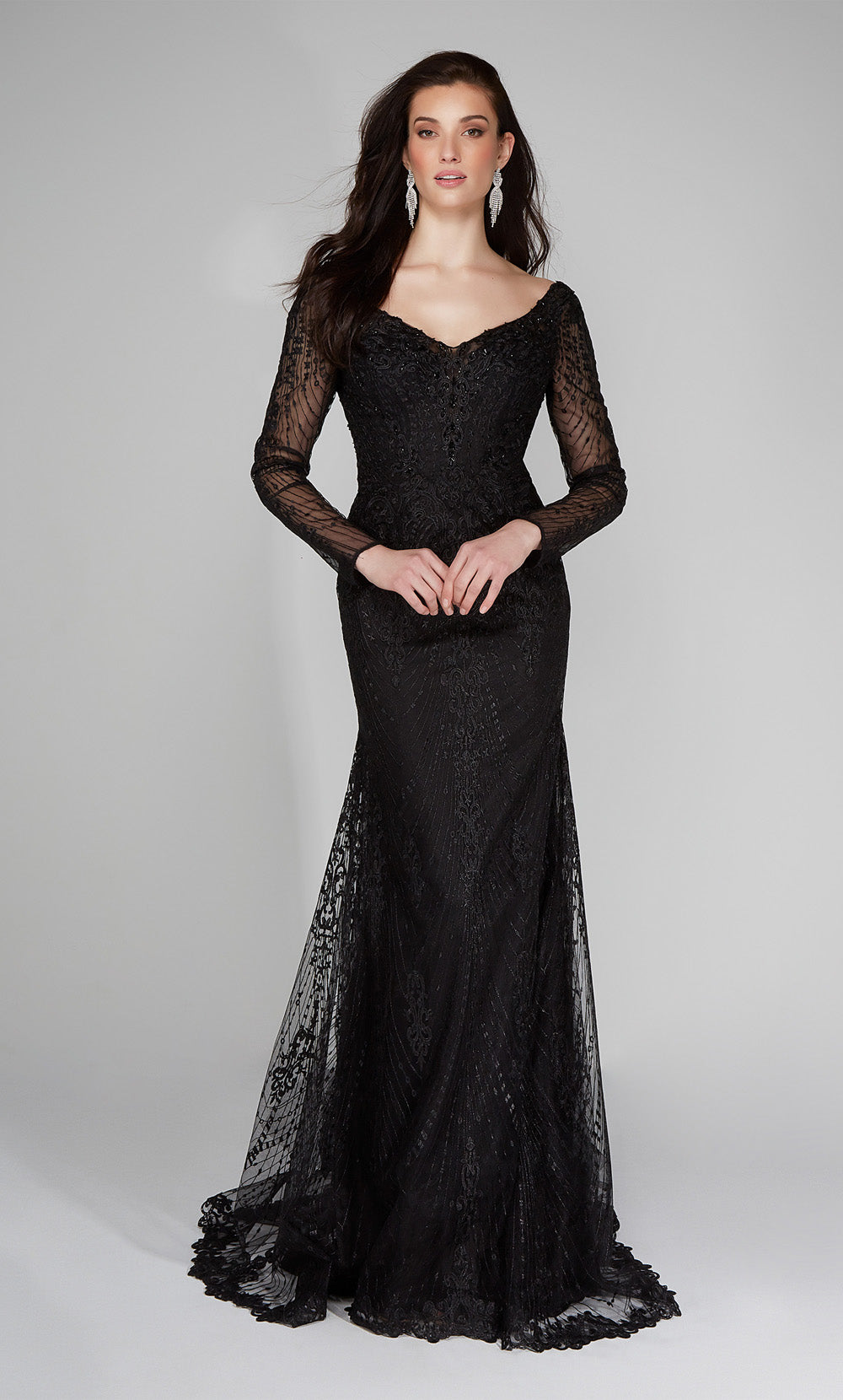 ALYCE Paris 7030 Bridal V-neckline Buttons Straight Dress
