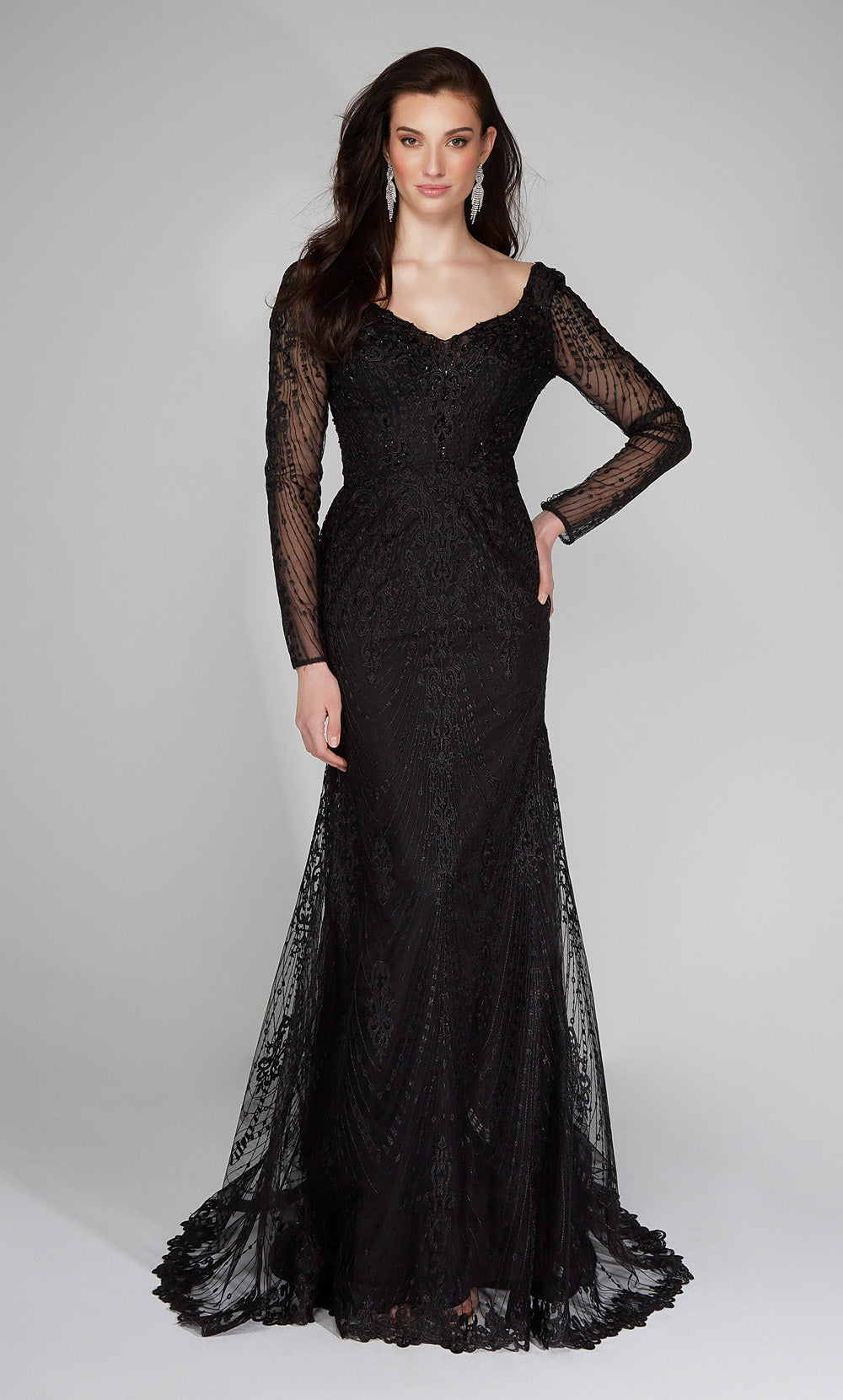 ALYCE Paris 7030 Bridal V-neckline Buttons Straight Dress