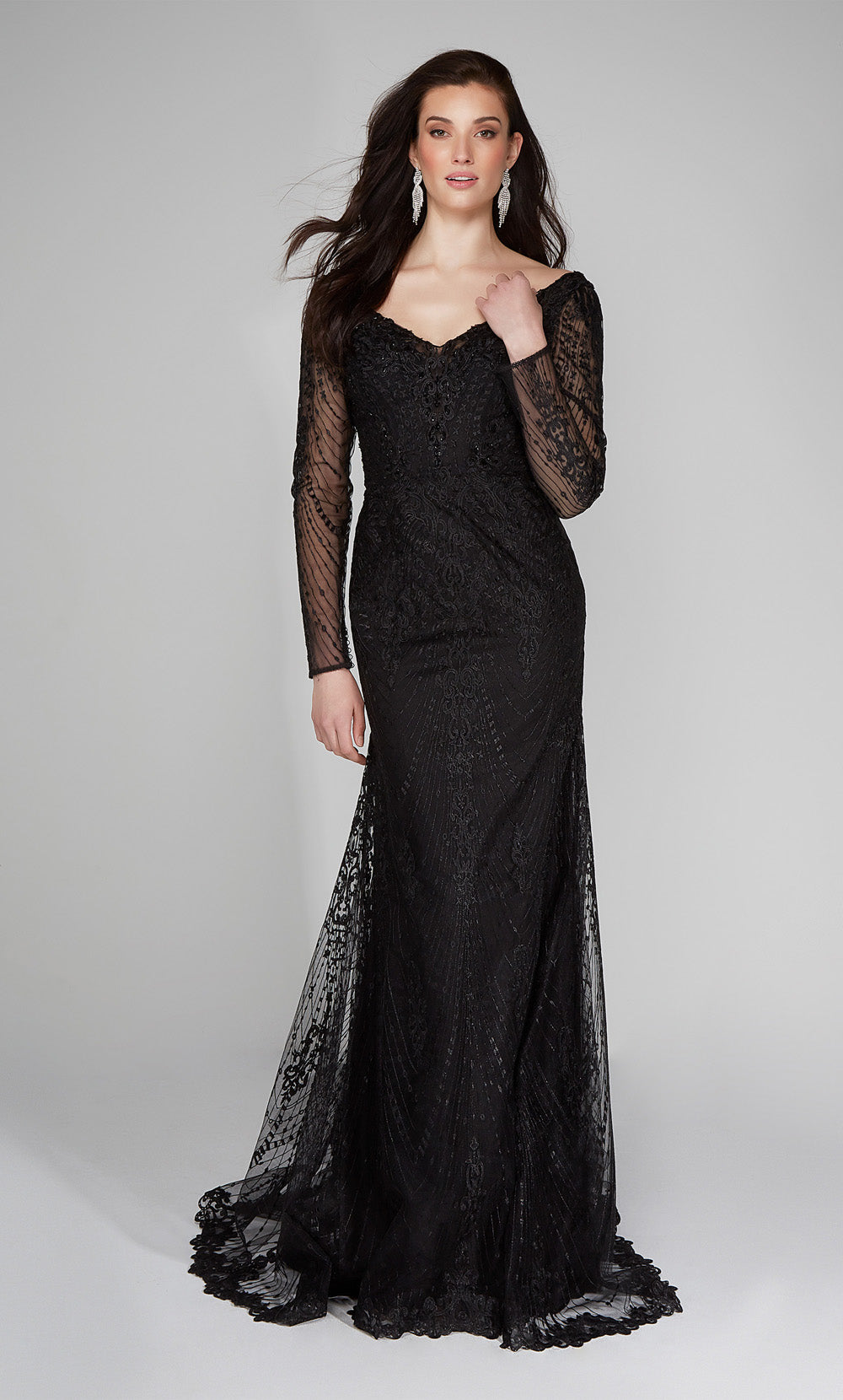 ALYCE Paris 7030 Bridal V-neckline Buttons Straight Dress
