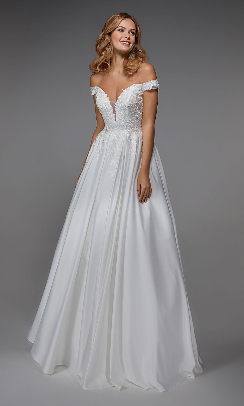 ALYCE Paris 7034 Bridal Off The Shoulder Neckline Elegant A Line Dress