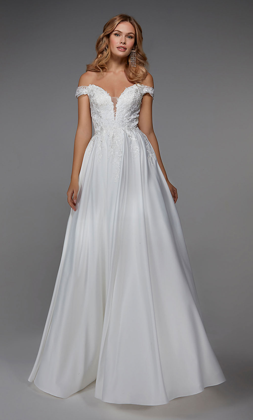 ALYCE Paris 7034 Bridal Off The Shoulder Neckline Elegant A Line Dress