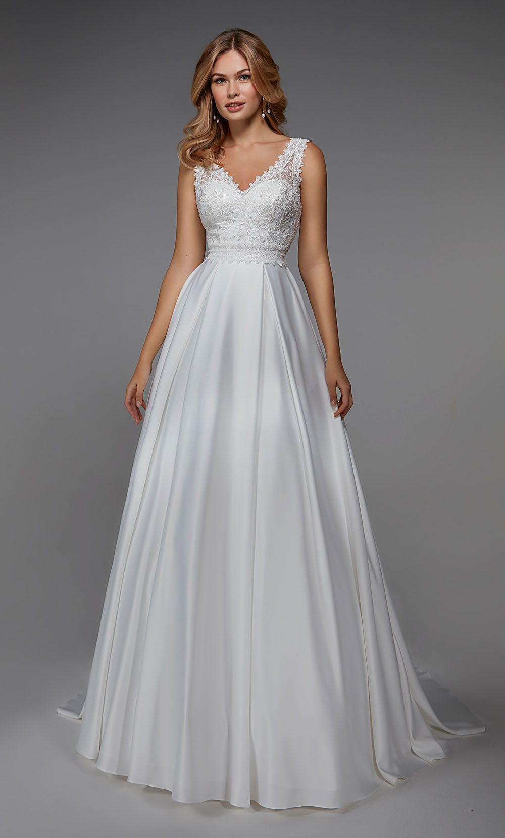 ALYCE Paris 7035 Bridal V-neckline Train A Line Dress