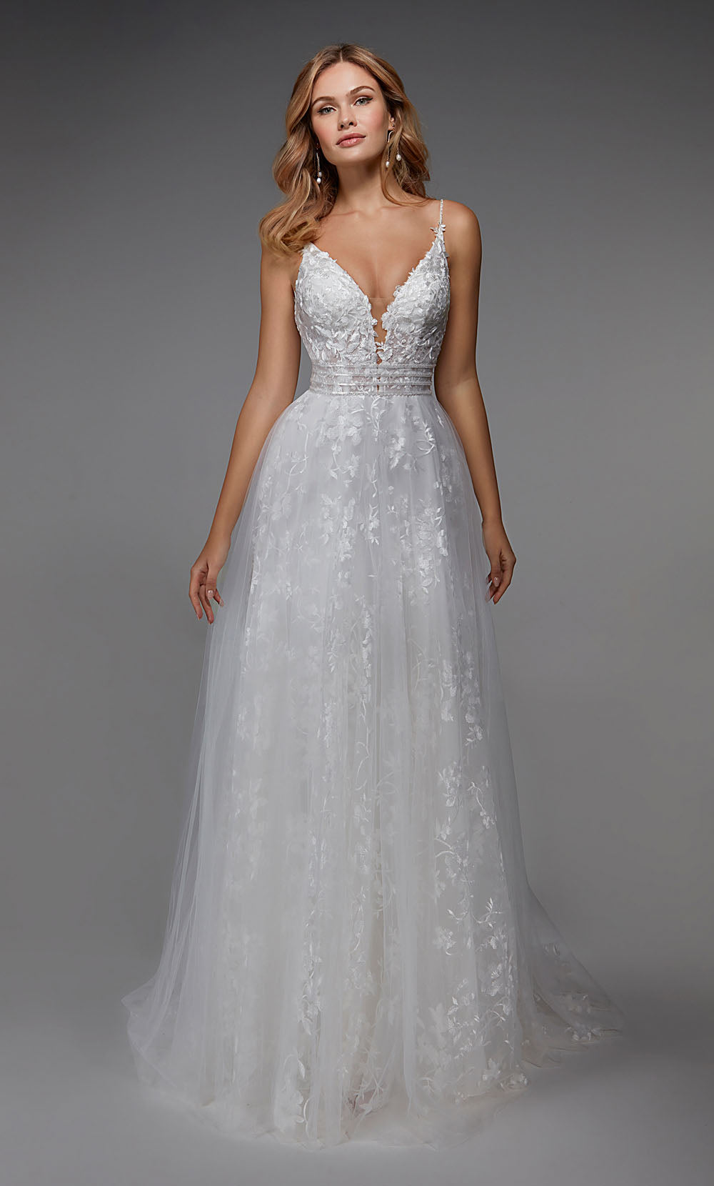 ALYCE Paris 7036 Bridal Plunging Neckline Shimmery/sparkly A Line Dress
