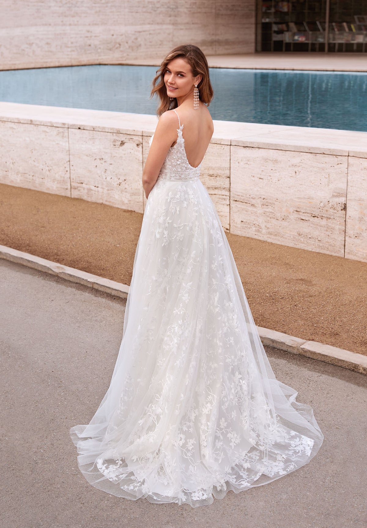 ALYCE Paris 7036 Bridal Plunging Neckline Shimmery/sparkly A Line Dress