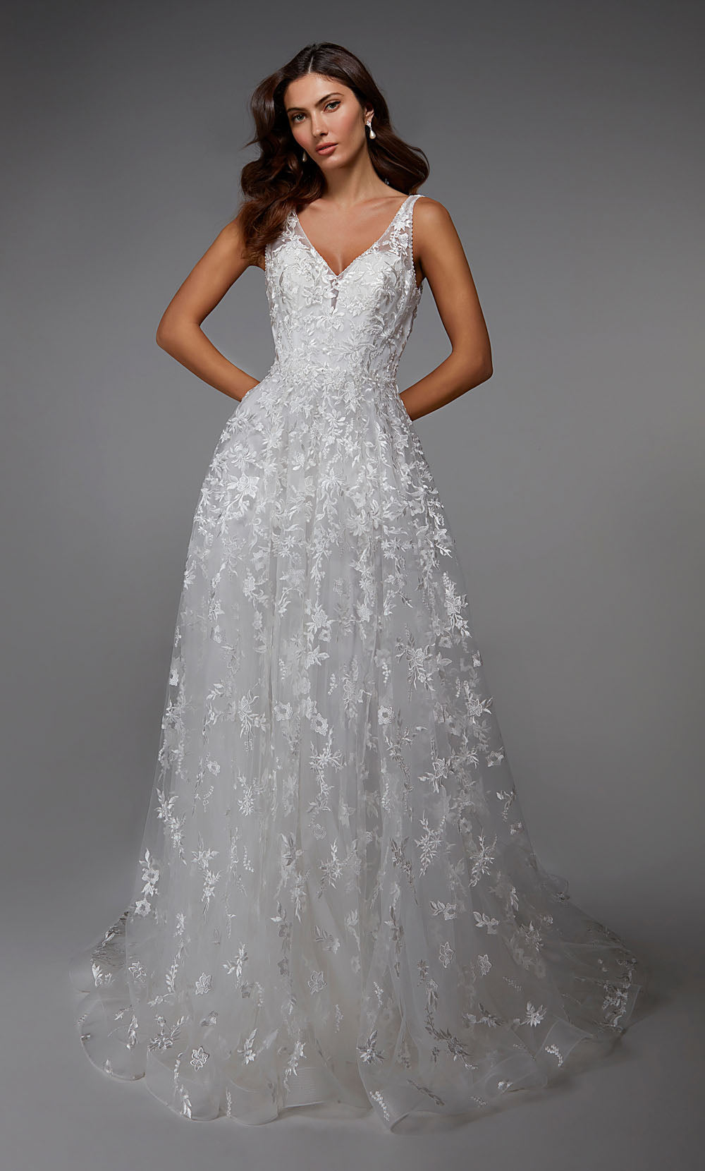 ALYCE Paris 7037 Bridal V-neckline Train A Line Dress