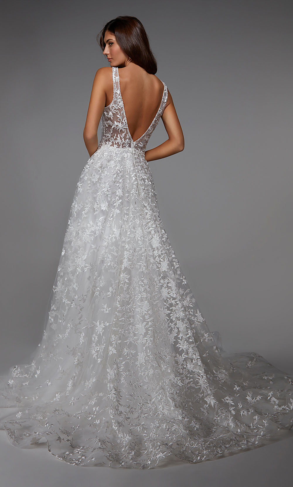 ALYCE Paris 7037 Bridal V-neckline Train A Line Dress