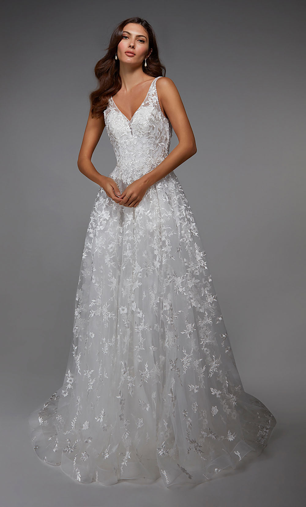 ALYCE Paris 7037 Bridal V-neckline Train A Line Dress
