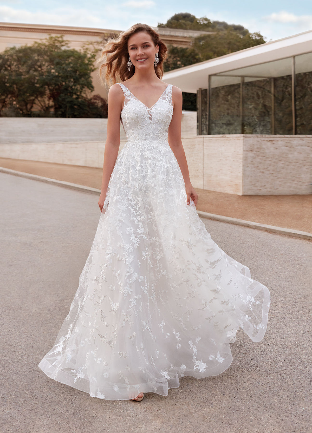 ALYCE Paris 7037 Bridal V-neckline Train A Line Dress