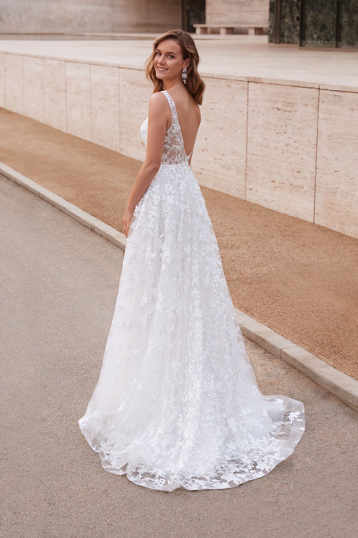 ALYCE Paris 7037 Bridal V-neckline Train A Line Dress