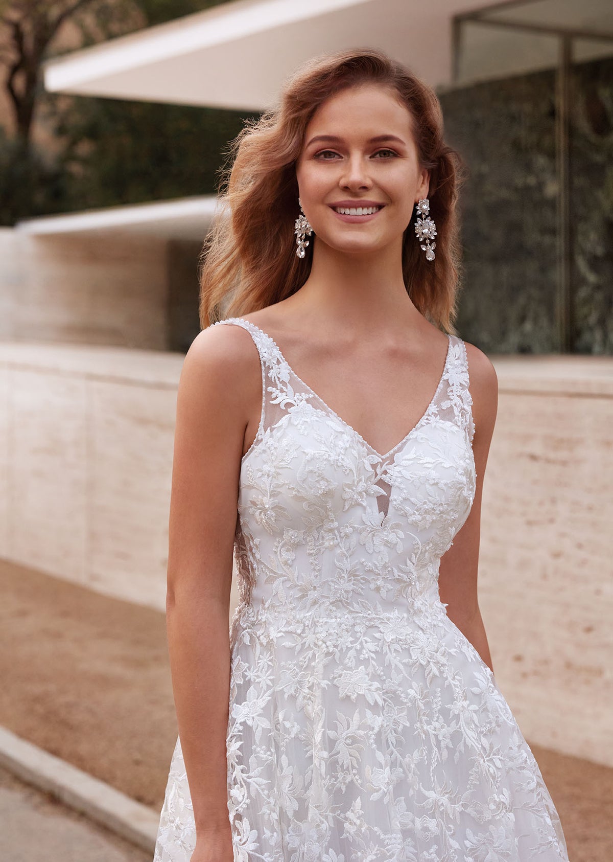 ALYCE Paris 7037 Bridal V-neckline Train A Line Dress
