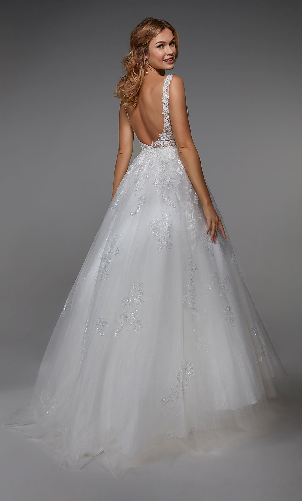 ALYCE Paris 7039 Bridal Plunging Neckline Train Ballgown Dress