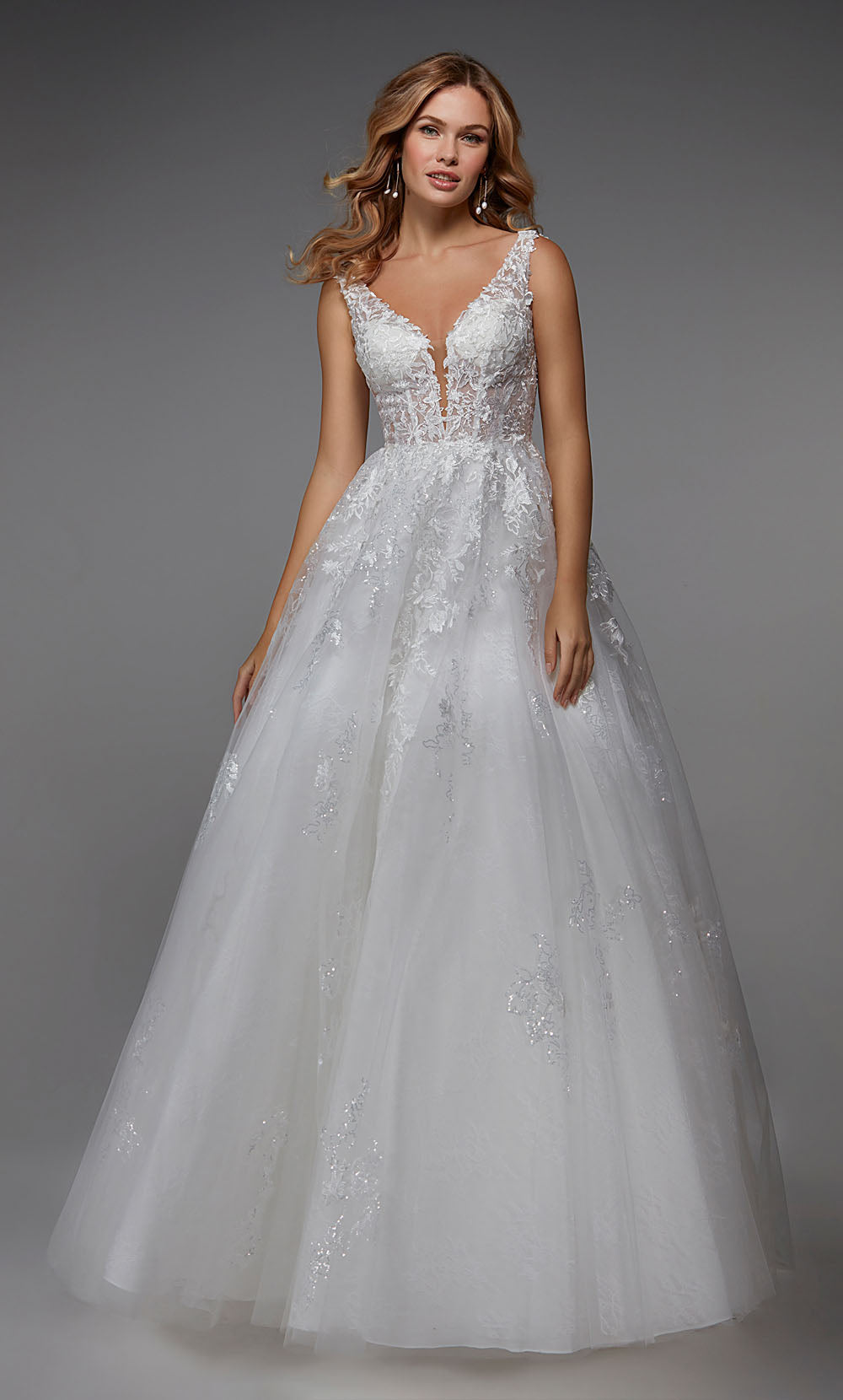 ALYCE Paris 7039 Bridal Plunging Neckline Train Ballgown Dress