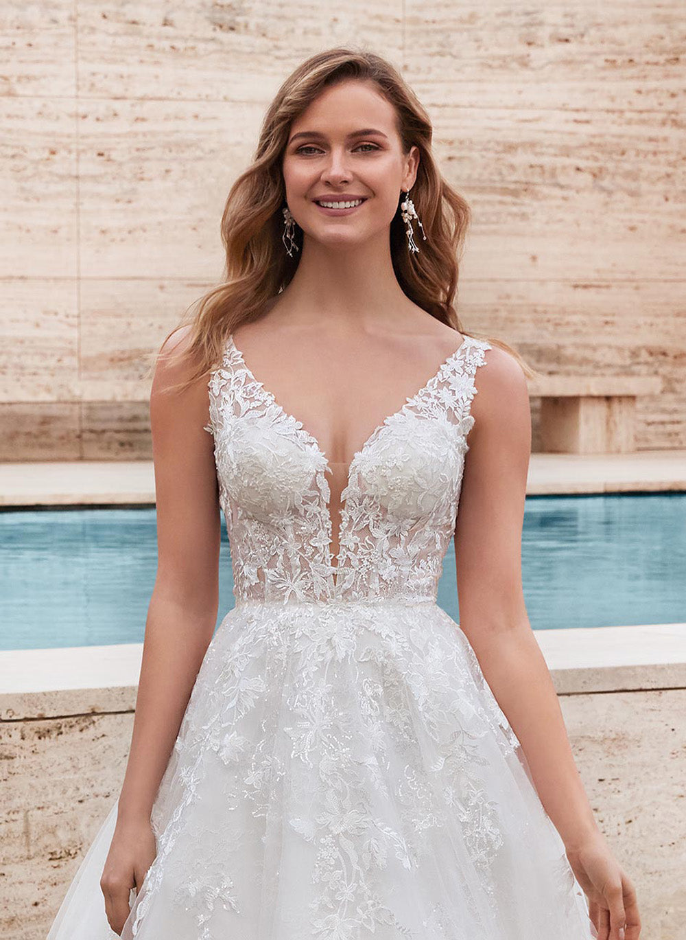 ALYCE Paris 7039 Bridal Plunging Neckline Train Ballgown Dress