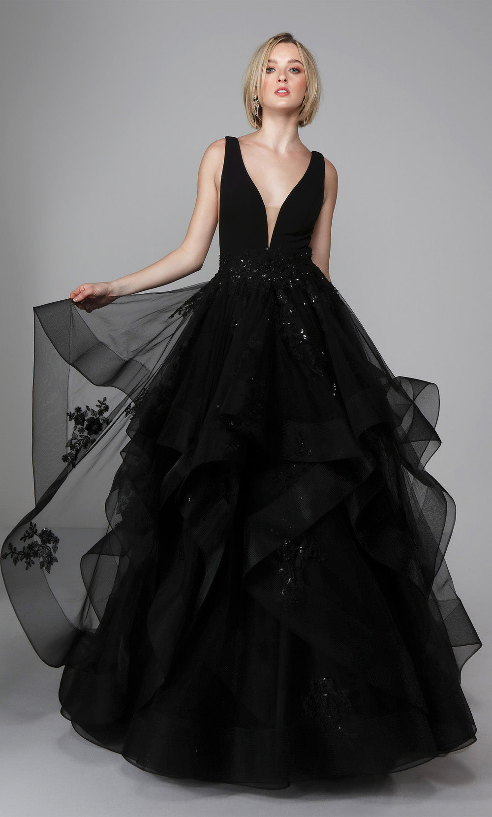 ALYCE Paris 7040 Bridal Plunging Neckline Waterfall Ballgown Dress