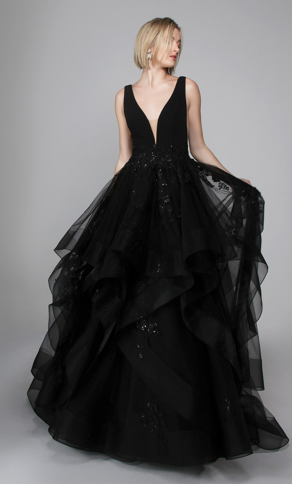 ALYCE Paris 7040 Bridal Plunging Neckline Waterfall Ballgown Dress