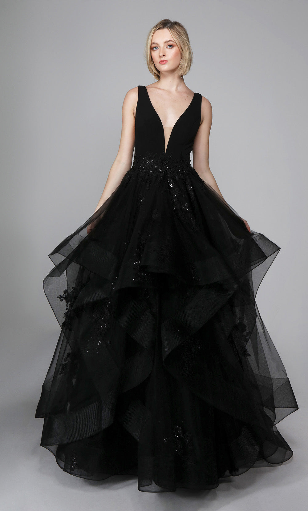 ALYCE Paris 7040 Bridal Plunging Neckline Waterfall Ballgown Dress