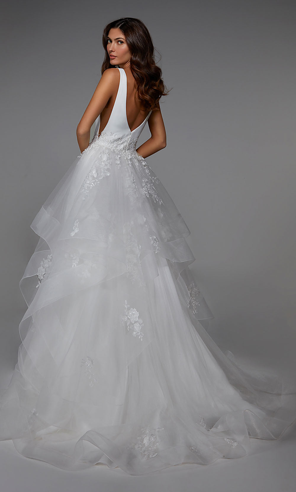 ALYCE Paris 7040 Bridal Plunging Neckline Waterfall Ballgown Dress