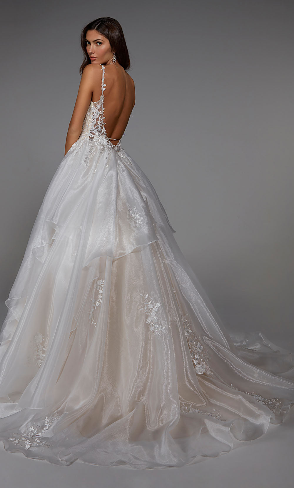 ALYCE Paris 7047 Bridal Plunging Neckline Waterfall Ballgown Dress