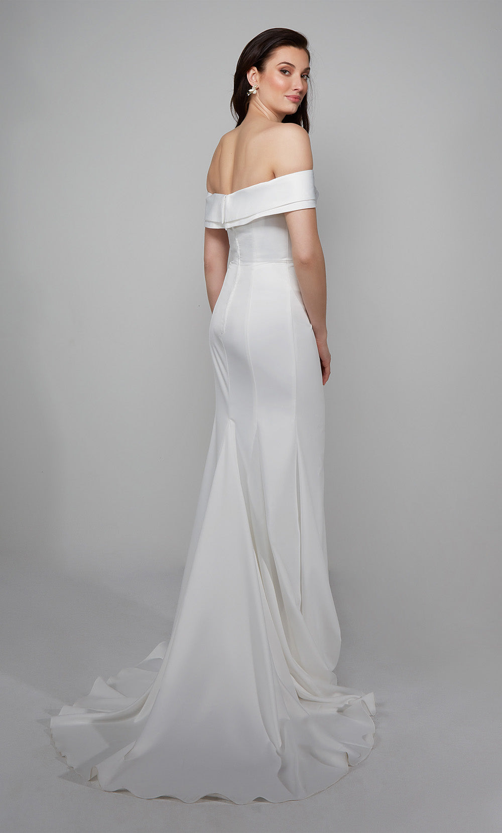 ALYCE Paris 7058 Bridal Off The Shoulder Neckline Slit Straight Dress