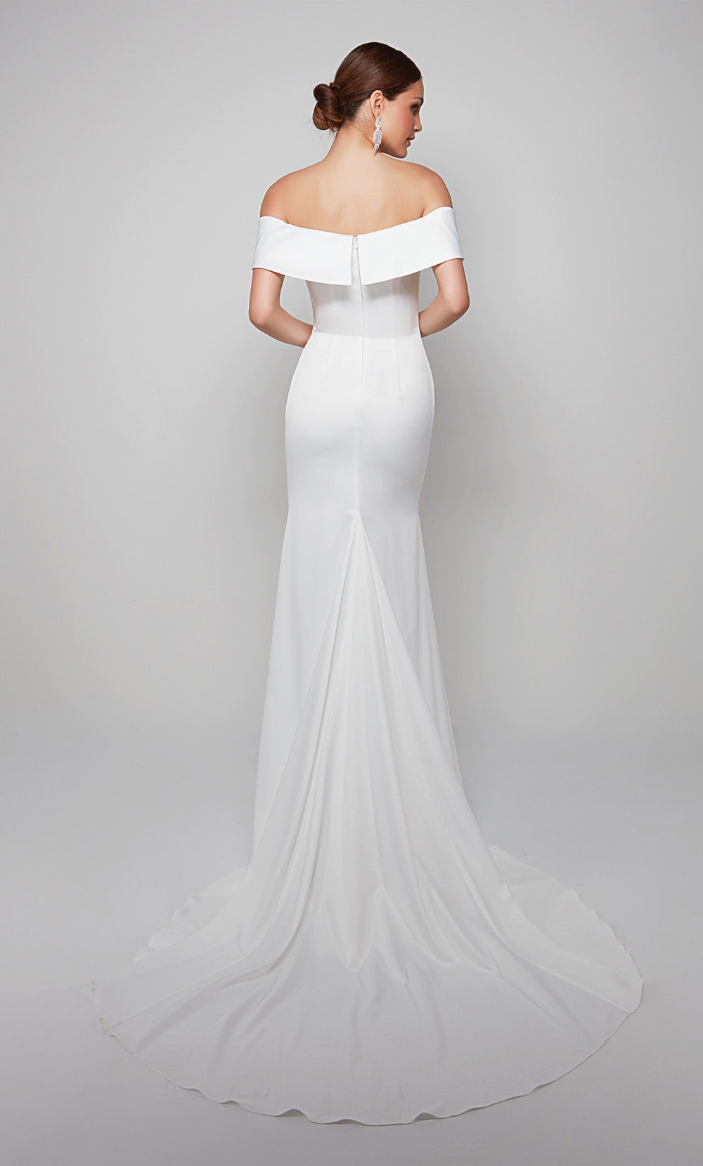 ALYCE Paris 7059 Bridal Off The Shoulder Neckline Simple Straight Dress