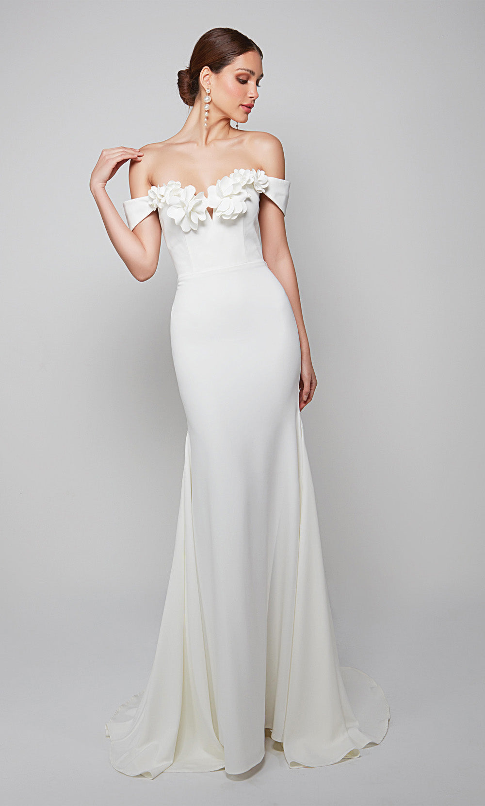 ALYCE Paris 7062 Bridal Off The Shoulder Neckline Simple Mermaid Dress