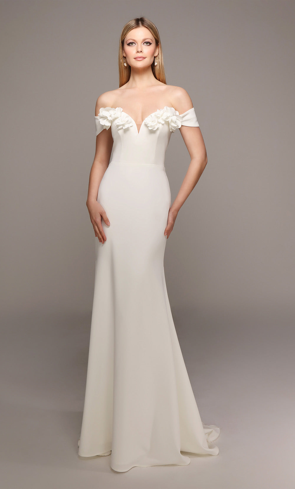 ALYCE Paris 7062 Bridal Off The Shoulder Neckline Simple Mermaid Dress