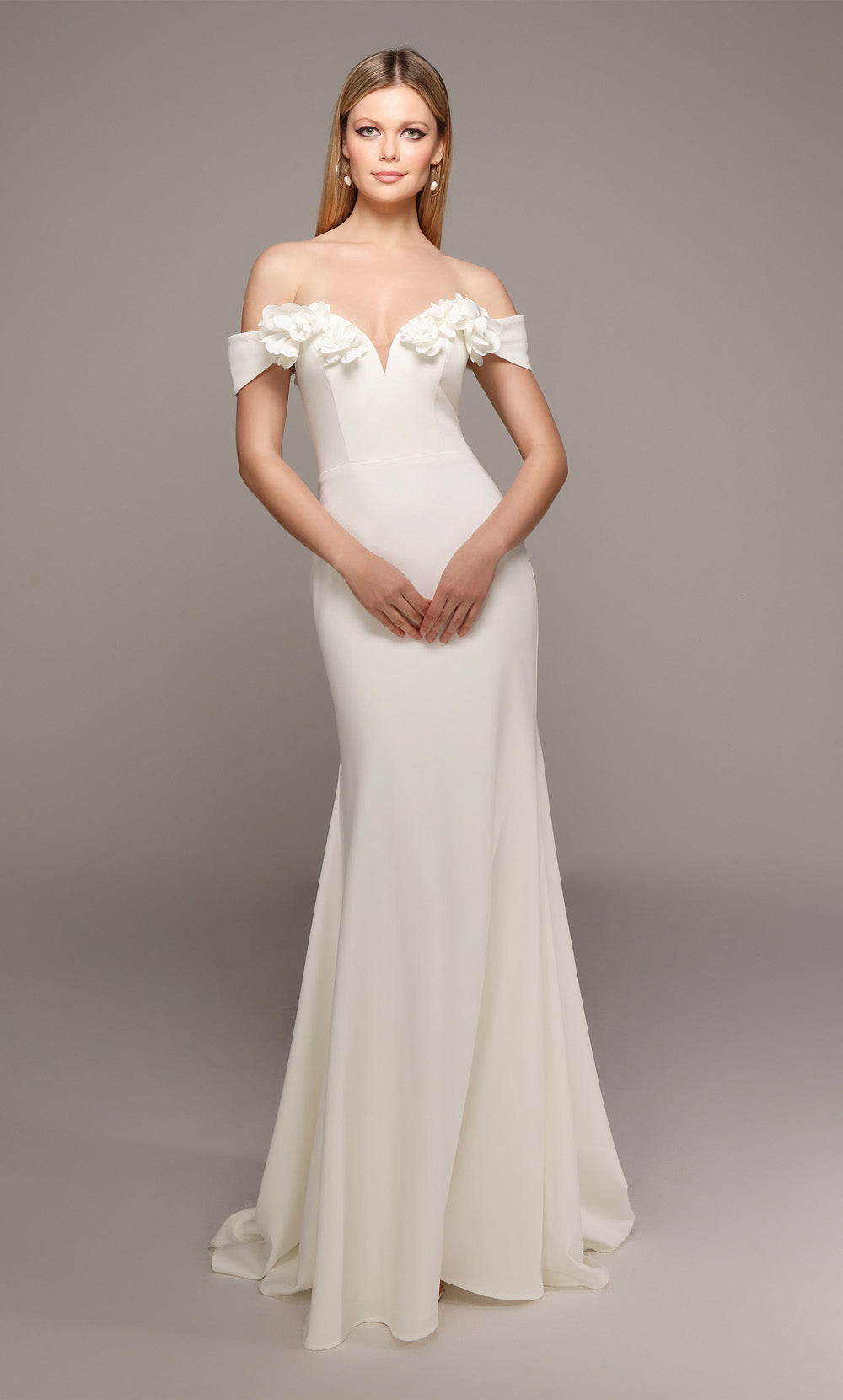 ALYCE Paris 7062 Bridal Off The Shoulder Neckline Simple Mermaid Dress