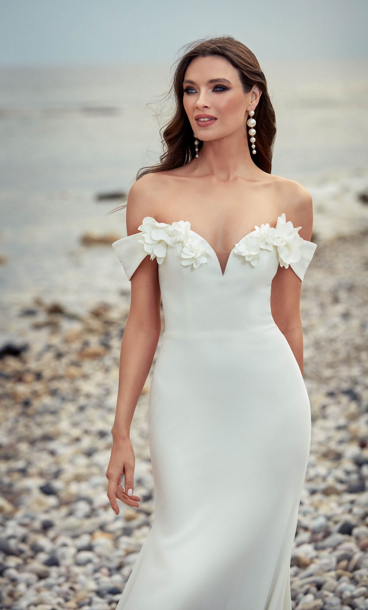 ALYCE Paris 7062 Bridal Off The Shoulder Neckline Simple Mermaid Dress